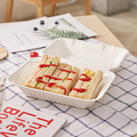 Boîte à hamburger en bagasse de 6 pouces Warmpack, emballage alimentaire jetable compostable, conteneur à emporter pour hamburger, emballage écologique