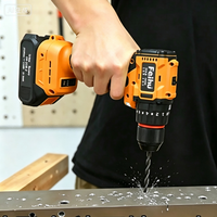 Perceuse à main sans fil 21V, 2 vitesses, marche avant/arrière, lumière LED, 20+1 réglages de couple, pour travaux de bricolage et atelier