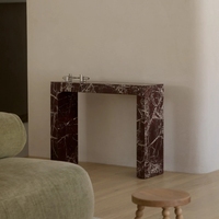 Table console rectangulaire en marbre naturel Rosso Lavanto, mobilier moderne de luxe léger pour salon, style minimaliste italien
