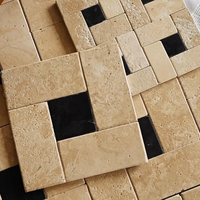Mosaïque en marbre travertin beige pour projet de villa, style traditionnel, mosaïque intérieure et extérieure, imperméable, carreaux de sol anciens