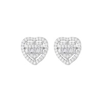 Elegantes Pendientes de Corazón de Latón Chapado en Oro con Micro Pavé de Cristales de Circonita Cúbica, Nuevos y Brillantes, Joyería de Moda para Mujer