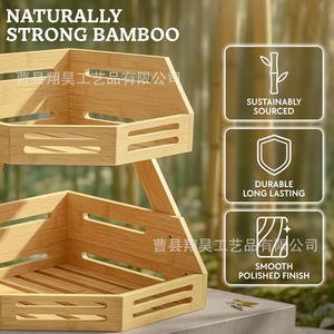 Estante esquinero de bambú de 2 niveles para almacenamiento en la cocina, organizador de productos y exhibición en encimera - Product Image 5