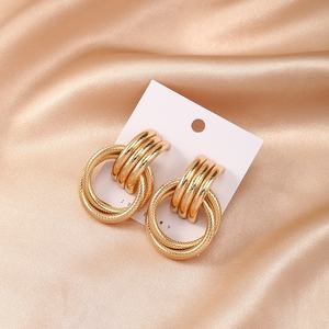 Délicat nouveau Style épais plaqué or multicouche géométrique alliage boucles d'oreilles pour les femmes à la mode mode boucles d'oreilles cadeau - Product Image 3