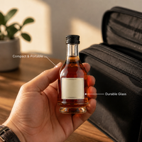 Mini Botella de Vidrio para Licor de 50 ml, Botella Pequeña Personalizada para Bebidas Espirituosas con Tapa de Rosca para Whisky, Brandy, Coñac, Embalaje de Alcohol