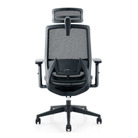 Chaise de bureau ergonomique pivotante de conférence en maille moderne avec appui-tête réglable