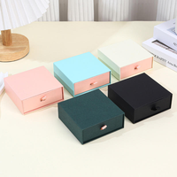 Boîte à bijoux carrée écologique avec tiroir, doublure en éponge, design coulissant, logo imprimé personnalisable en quatre couleurs, rangement universel pour