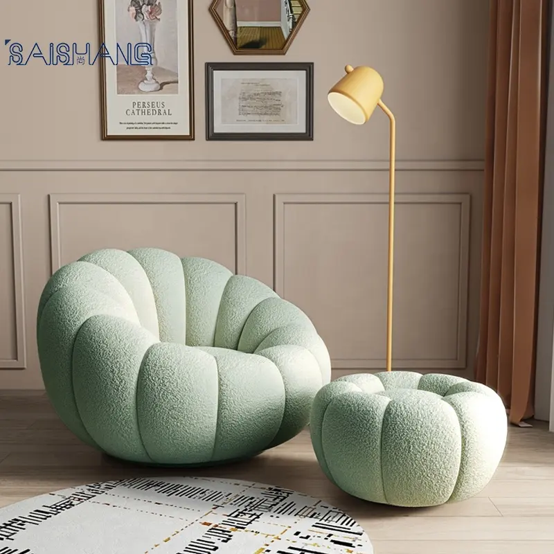 Living Room pumpkin Sofa Chair with Foot-rest Salas Furniture Set Modern Settee Home Designs