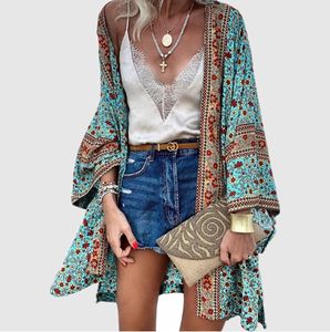 2024 Cardigan di media lunghezza stampato a maniche lunghe bohémien sottile e largo da donna - Product Image 5