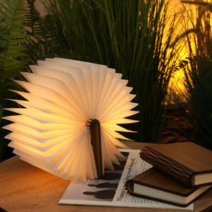 Hot Sản phẩm bán chạy 2025 bằng gỗ gấp bảng cuốn sách Đèn bàn ánh sáng ban đêm ấm xách tay Đặc biệt giấy LED sách đèn kích thước trung bình - Product Image 1