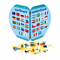 Rompecabezas de Mapa del Mundo con Banderas Nacionales para Niños de 3+ Años, Aprendizaje de Geografía Montessori, Juguete de Tela de Fieltro Resistente, Logotipo Personalizado OEM ANNA & BECK