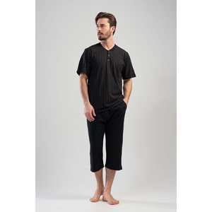 <b>Man</b> Village Printed Capri <b>Pajama</b> <b>Set</b> 100% Cotton Short Sleeve Knitted Sleepwear <b>Men's</b> - Product Image 5
