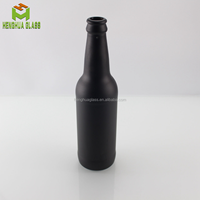Bouteille en verre noir mat givré personnalisée pour bière, liqueur, boissons gazeuses 330 ml 11 oz 33 cl avec bouchon couronne
