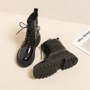 Botines de Piel Vacuna Ligera para Mujer, Otoño Invierno, Suela Plana y Gruesa, Diseño de Punta Redonda, Cierre de Cremallera, Forro de Piel - Product Image 4