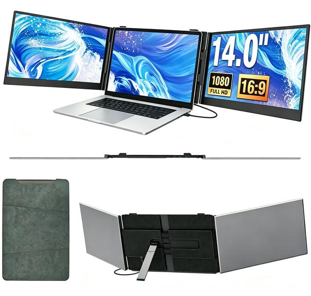 Dual Laptop Screen Extender 14 Inch S8UItra Triple Portable Monitor IPS 1080P Type-C Plug and Play External Display