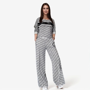 Thiết Kế Của Phụ Nữ Mùa Hè Sang Trọng Giản Dị Tracksuit Phong Cách Cổ Điển In Top Và Lỏng O-Cổ Quần Hai Mảnh Thiết Lập - Product Image 2