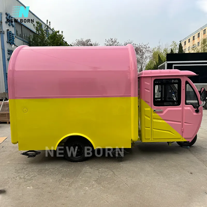 Carrinho de comida Tuktuk elétrico personalizado para recém-nascidos, caminhão de comida e sorvete, cachorro-quente, pizza, shawarma, triciclo, comida eua