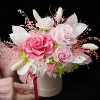 Bouquet de fleurs éternelles de luxe TC, rose et hortensia, décoration d'intérieur, cadeau de Saint-Valentin, fête des mères, anniversaire, rose préservée, boîte cadeau