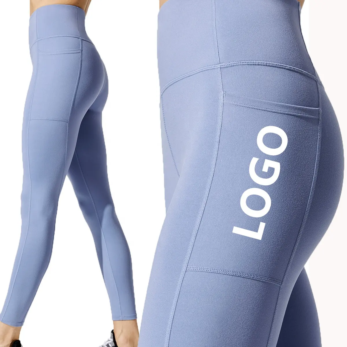 Schnelle trockene Kompression Fitness Yoga tragen hoch taillierte Hosen Workout Butt Lifting Leggings mit Tasche