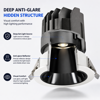 Spot encastré LED 15W anti-éblouissement orientable COB IP54 en aluminium dimmable 90Ra 500lm pour hôtel, bureau, intérieur