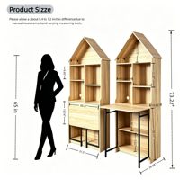 Bureau d'artisanat pliable moderne de 73,22 po avec étagères de rangement et bibliothèque escamotable pour bureau à domicile et salon en bois