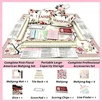 Set Mahjong Amerika Bunga Merah Muda Lengkap Ubin Akrilik Monyet Lucu Tas Serasi Alas Mahjong Rak Mahjong Aksesoris Mahjong