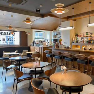 Kim loại hiện đại và gỗ vòng bàn ăn và ghế đặt cho sử dụng thương mại trong khách sạn nhà hàng quán bar quán cà phê hoặc phòng khách - Product Image 2