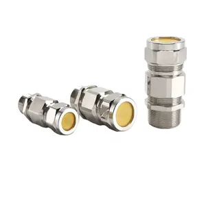 Customized metal M16 cable glands Double Compression Armored Ex e Type Brass Cable Gland IECEx