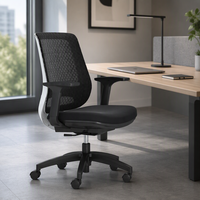 Chaise de bureau moderne en maille, réglable en hauteur, pivotante, avec accoudoirs et fonction d'inclinaison pour espaces commerciaux