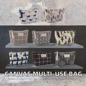 Multi-Functional Canvas Zipper Pouch Card Key and <b>Coin</b> Purse with Fashion Style Mobile Phone and Cosmetic Storage <b>Bag</b> - Product Image 3