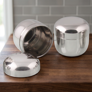 <b>Small</b> Classic Stainless Steel Round Kitchen Storage Canister Detachable Lid (8.5cm X 9cm) Spice Freshness Preservation Home Use - Product Image 4