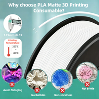Filamen PLA Matte 250G untuk Printer 3D Kecepatan Tinggi 1.75mm, Kompatibel dengan Bambu Lab/Creality/Anycubic/Elegoo, Harga Pabrik