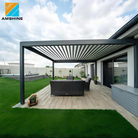Pergola de jardin en aluminium à toit à lames avec capteur de pluie Ouverture et fermeture automatiques