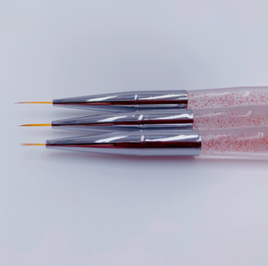 Ensemble de 3 pinceaux à ongles professionnels avec manche pailleté or rose, pinceaux liner OEM 7mm 9mm 11mm, poils synthétiques, pour salon de manucure - Product Image 6
