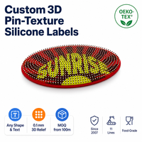 Étiquette en silicone 3D personnalisée avec texture, logo en relief OEM ODM, patch thermocollant, qualité alimentaire OEKO-TEX Flex, faible quantité minimale de commande (MOQ)
