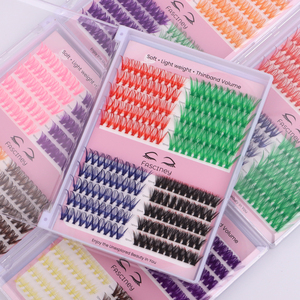 प्राकृतिक डी कर्ल व्यक्तिगत झूठी आंखें सफेद गुलाबी नीले हरे रंग के बैंगनी रंग के रंग की चमक - Product Image 4