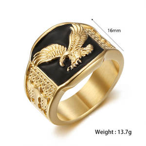 Bagues imperméables non ternissables de bonne qualité, plaquées or 14k 18k PVD, en acier inoxydable 316L, bague aigle pour femmes - Product Image 6