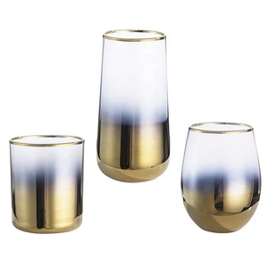 Vaso <span class=keywords><strong>de</strong></span> Agua <span class=keywords><strong>de</strong></span> Lujo con Base <span class=keywords><strong>de</strong></span> Vidrio Dorado y Borde Dorado, Taza <span class=keywords><strong>de</strong></span> Café, Vaso sin Tallo para Leche, Vaso <span class=keywords><strong>de</strong></span> <span class=keywords><strong>Vino</strong></span> - Product Image 1