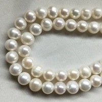 Collier en perles d'eau douce semi-finies, simples, blanches, rondes, de 8 à 9 mm, qualité moyenne, avec des défauts