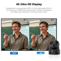 Caméra PTZ 4K60 avec zoom 20X, NDI HX3, 12G-SDI, FreeD, VR, AR, Timecode et suivi IA pour studio, église, éducation