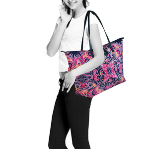 Summer Souvenir with Custom Printed Logo Large Summer Women's Trendy Sea Beach <b>Folding</b> Polyester Tote <b>Bag</b> - Product Image 5
