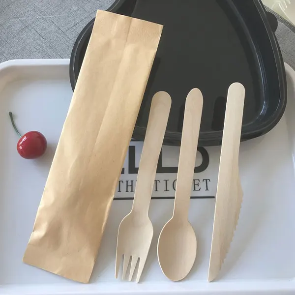 Wholesale degradable birch tableware disposable tableware disposable wooden spoon wooden knife and fork