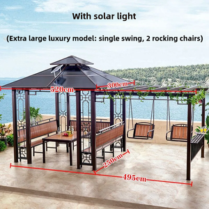Gazebo de Jardín de Lujo con Techo Doble de Aluminio y Madera para Exteriores 2024, Pérgola con Marco Recubierto de Polvo y Techo de PC Resistente - Product Image 6