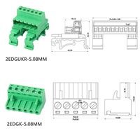 Connecteurs de bornier sur rail DIN 2EDGUKR-5.08MM + 2EDGK-5.08MM RS Vert PA66 300V 15A 2-24 pôles