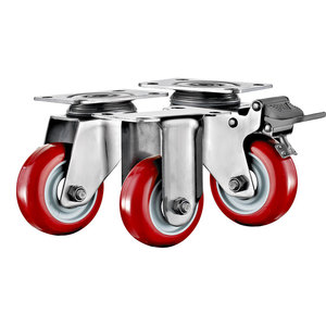 3 ''4'' 5 ''Edelstahl Hochwertige PU-Lenkräder SUS 304 Handwagen Industrielle Außen räder Rollen - Product Image 6