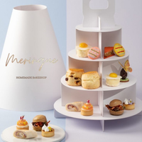 Support Horace en carton pour le thé de l'après-midi, boîte d'emballage portable multicouche pour dessert pâtisserie cupcake macaron avec poignée