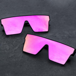 Finewell 21041 Unisex Fashion Trend <b>Square</b> Oversized <b>Sunglasses</b> 2024 Vintage Purple UV400 Mirror - Product Image 3