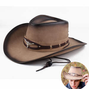 Nouveaux chapeaux de cowboy pour femmes et hommes, chapeau de cowboy occidental en cuir PU, sombrero homme, casquettes <span class=keywords><strong>jazz</strong></span> - Product Image 1