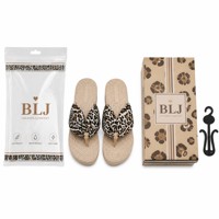 Tongs compensées antidérapantes en EVA pour femmes, personnalisables OEM, motif léopard, semelle en corde, plateforme, style espadrille, été, paille