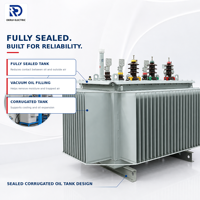 Transformateur de distribution triphasé immergé dans l'huile DERUI S13M 30-2500 KVA à faible perte sous vide, conception de réservoir entièrement scellé 11 KV 15 KV