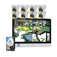 Système de sécurité CCTV 4COVR 8 canaux 4K CMOS avec disque dur 2 To, 8MP PoE IP AI/H.265, audio bidirectionnel, vision nocturne couleur, visualisation via application et détection de mouvement